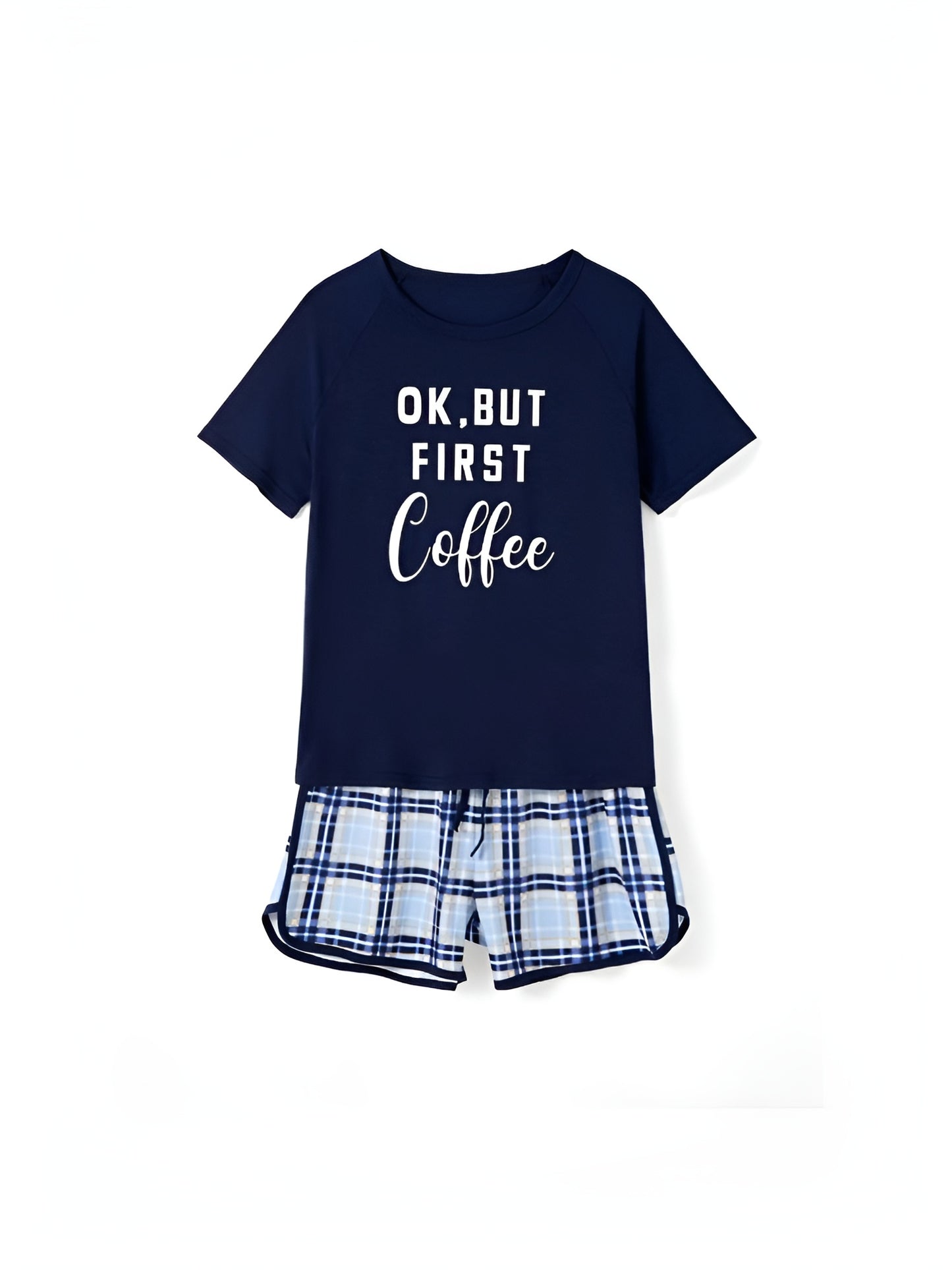 Ok But First Coffee Letter Print Family Matching Shorts Set Men