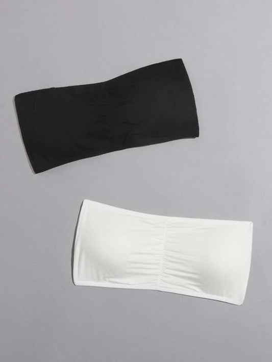 Pack Of 2 Ruched Bandeau Bra Set XL