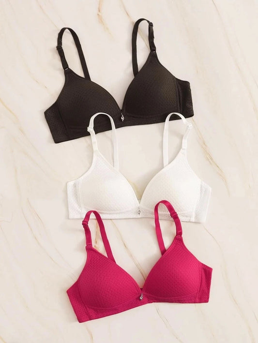 Pack Of 3 Solid Bra Set XL