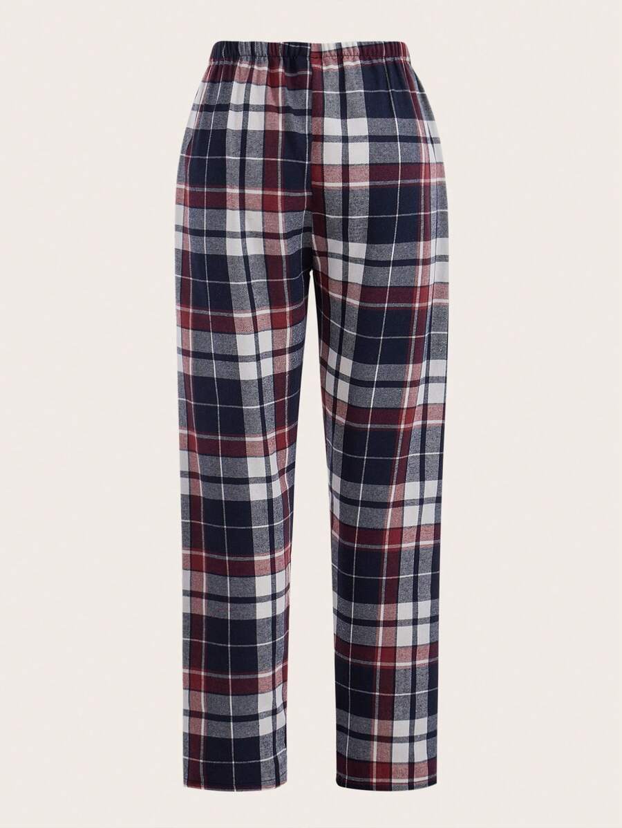 Plaid Print Bow Tie Sleep Pants