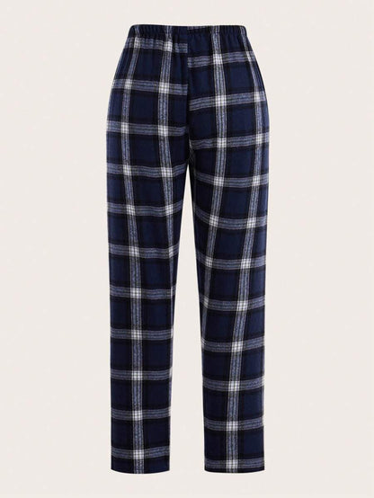 Plaid Print Bow Tie Sleep Pants