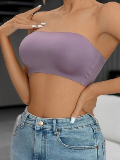 Plain Bandeau Bra Purple