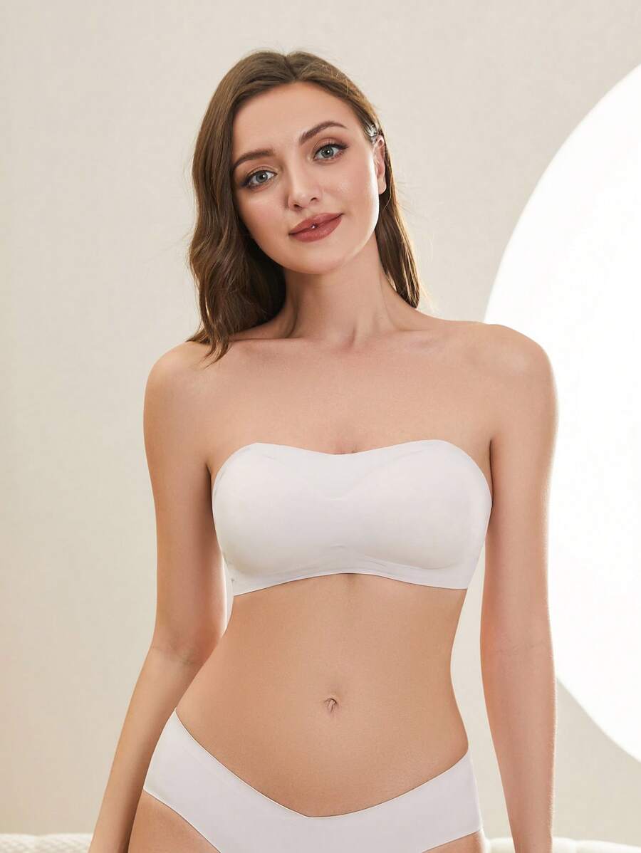 Plain Strapless Bra White