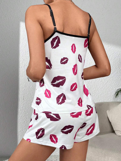 Printed Contrast Binding Sleeveless Set