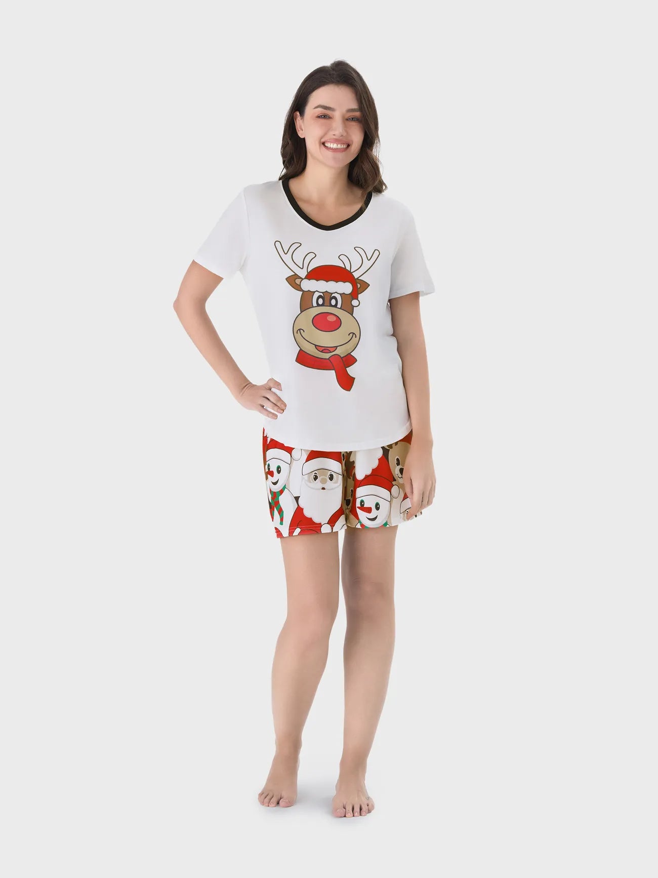 Reindeer Family Matching Shorts Set Woman