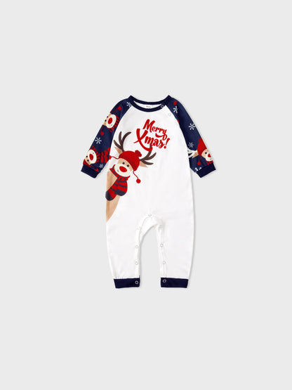 Reindeer Graphic Printed With Raglan Sleeves Family Matching Set Baby