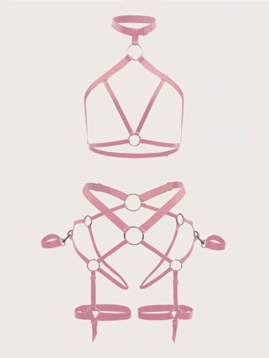 Ring Designed Linked Harness Lingerie Set