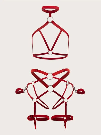 Ring Designed Linked Harness Lingerie Set