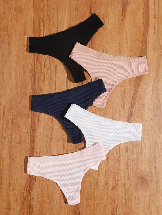 Set Of 5 Solid Thong Set L