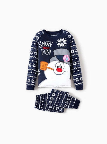 Snowman Graphic Print Family Matching Pajamas Set Women