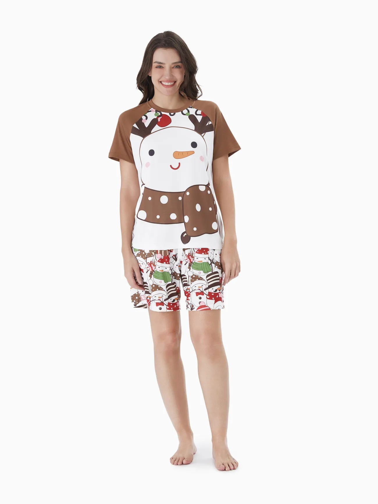 Snowman Printed Family Matching Pajama Set Women