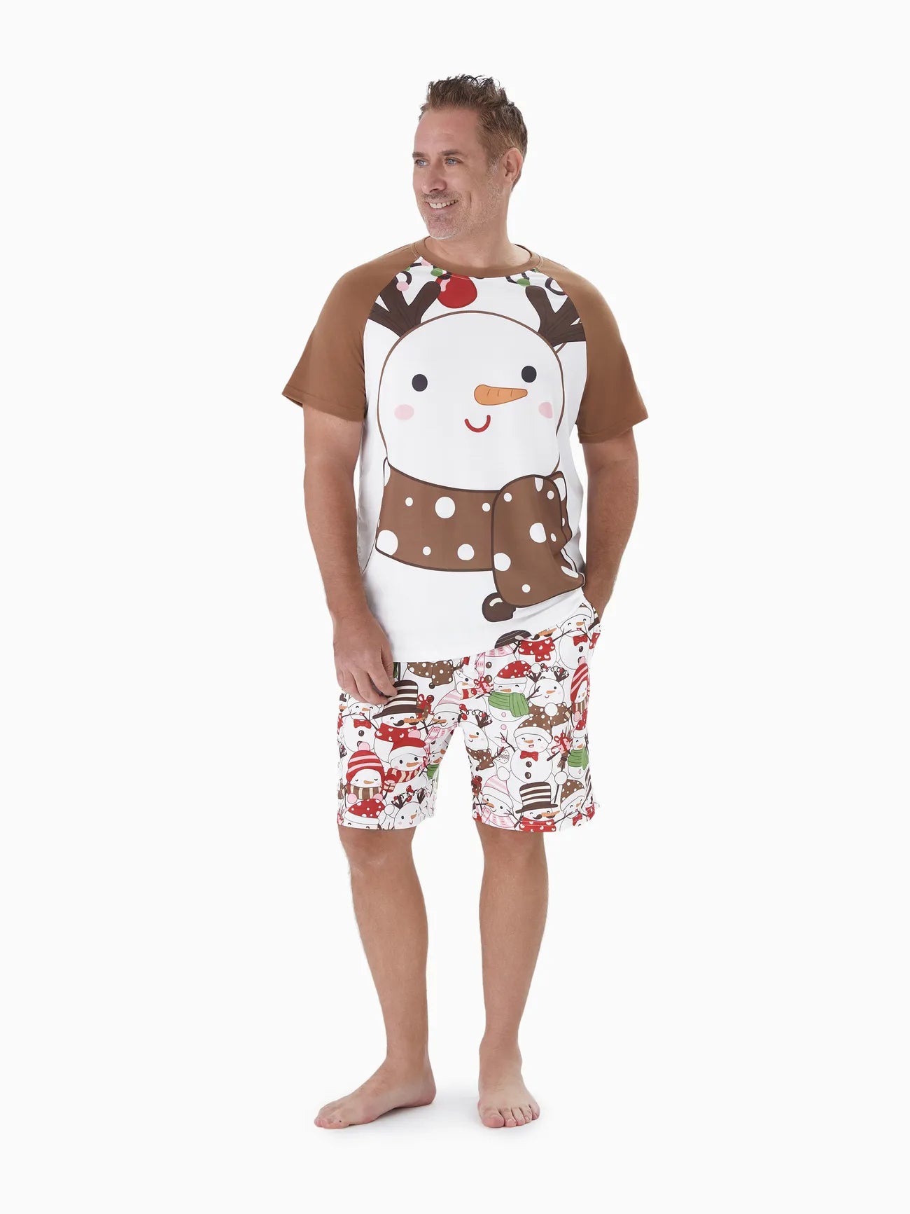 Snowman Printed Family Matching Pajama Set Men