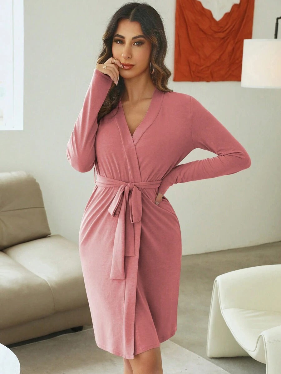 Solid Belted Lounge Robe