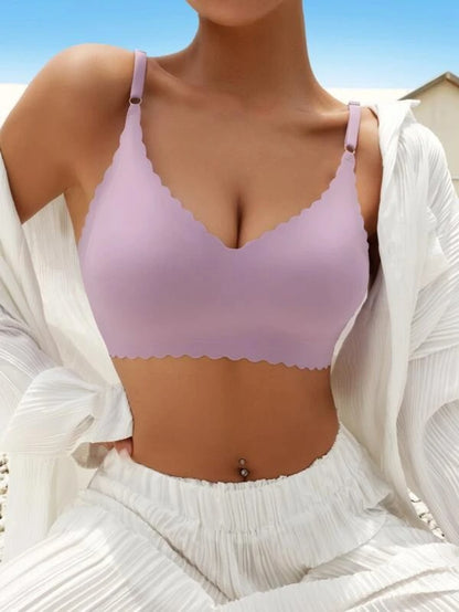 Solid Scallop Trim Bralette