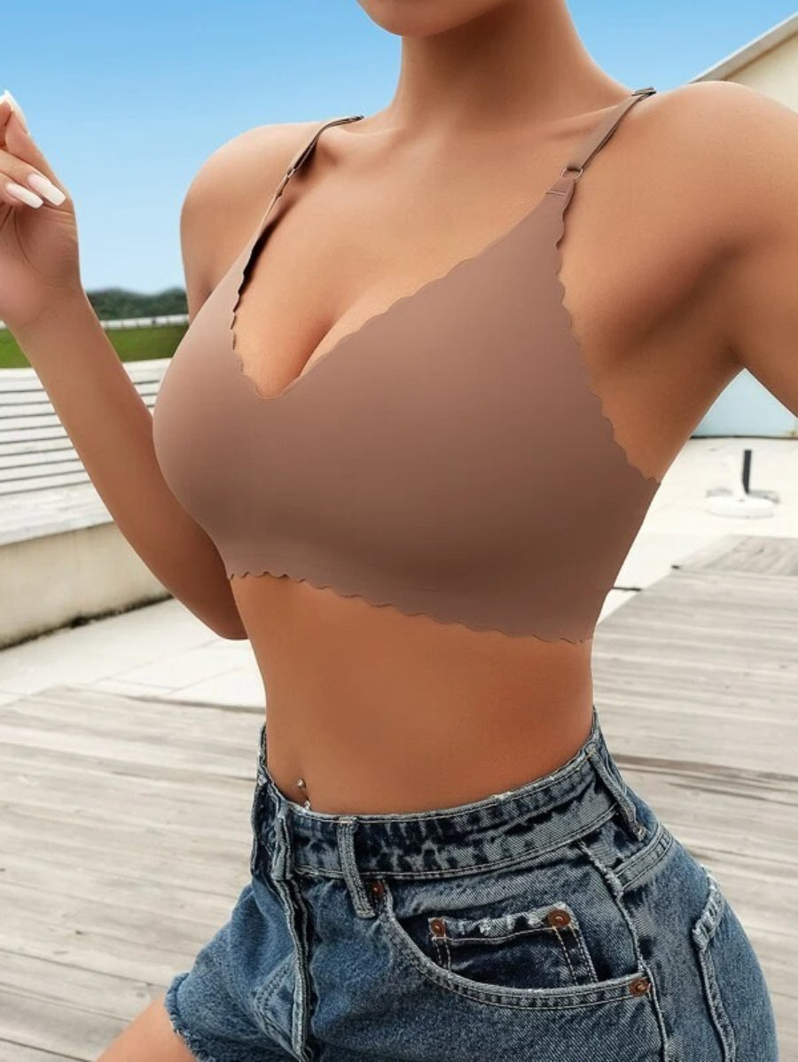 Solid Scallop Trim Bralette