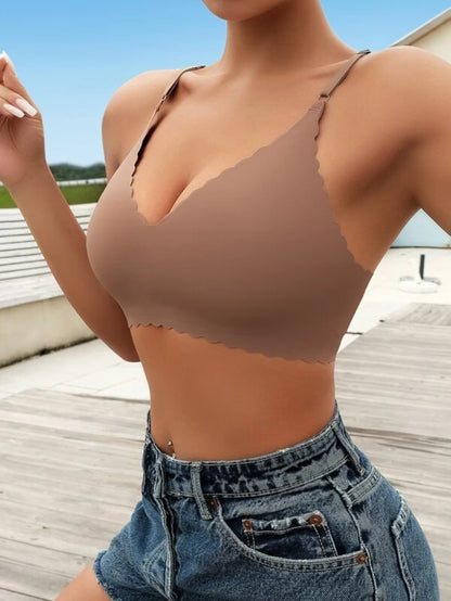 Solid Scallop Trim Bralette