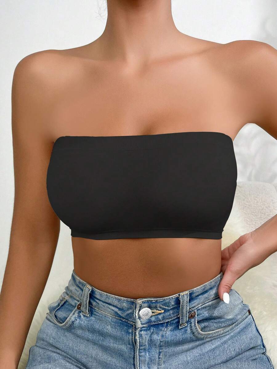 Solid Strapless Wireless Bra