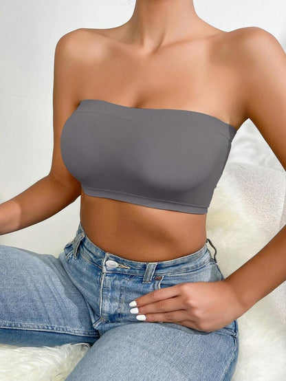 Solid Strapless Wireless Bra