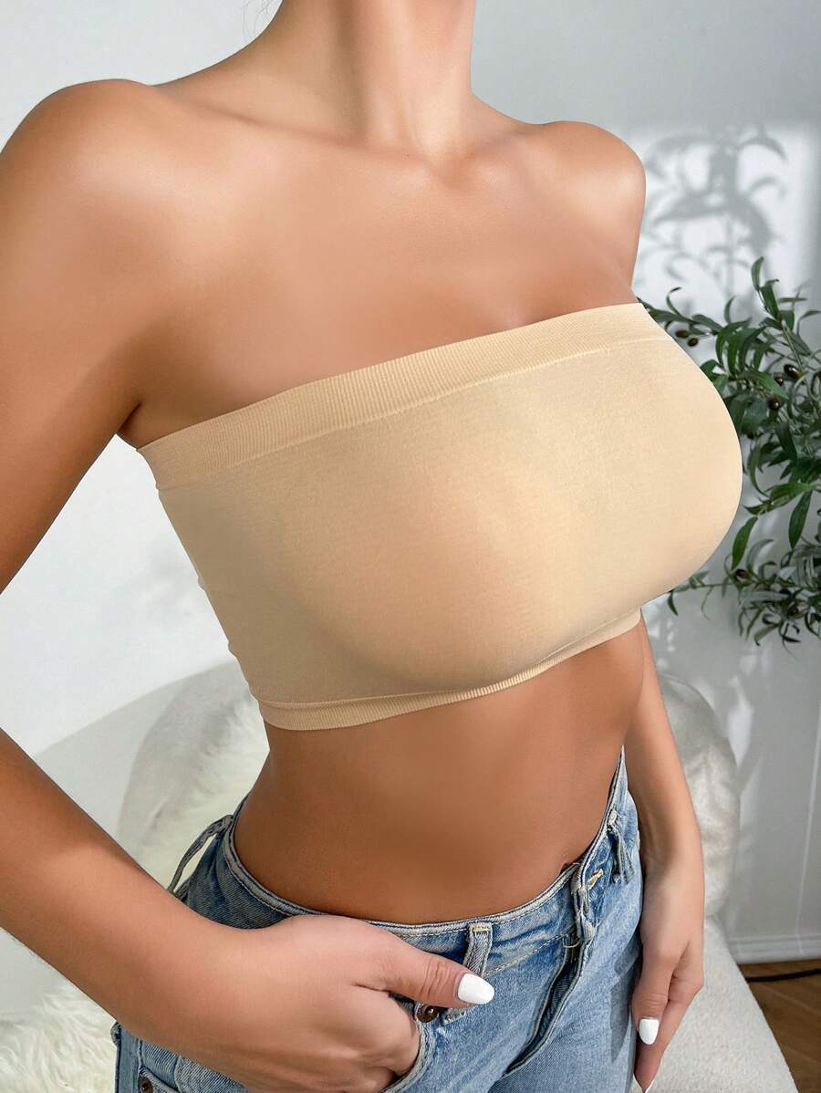 Solid Strapless Wireless Bra