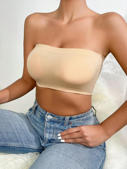 Solid Strapless Wireless Bra