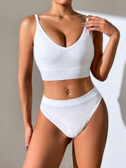 Solid Wireless Bra And Panty Sets White