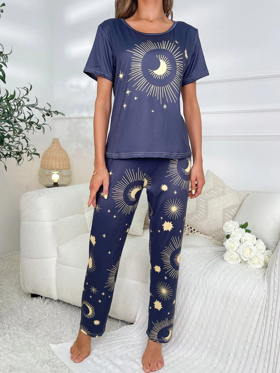 Sun And Moon Print Casual Set XL