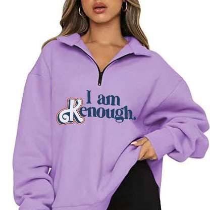 Text Printed Elegant Hoodie Purple