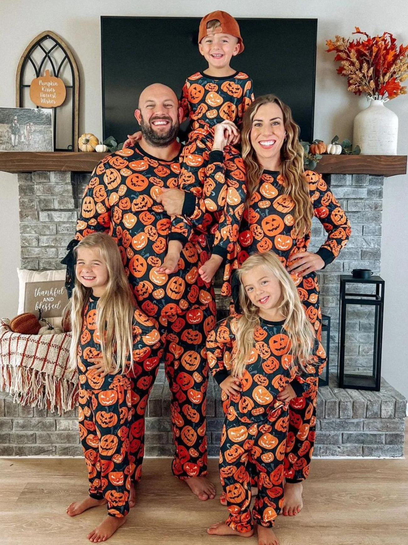 Halloween Family Matching Pumpkin Design Pajama Set Baby 3M