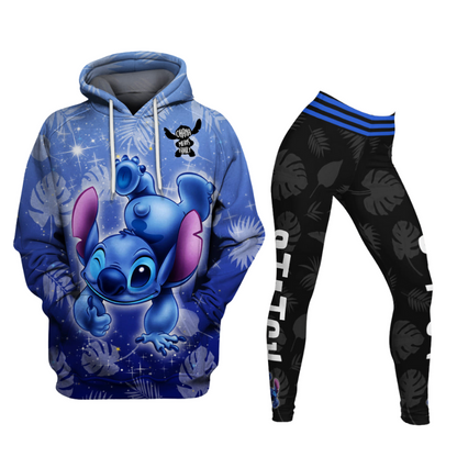 Stitch Ohana Castle Glitter Hoodie And Leggings Combo Hoodies And Leggings