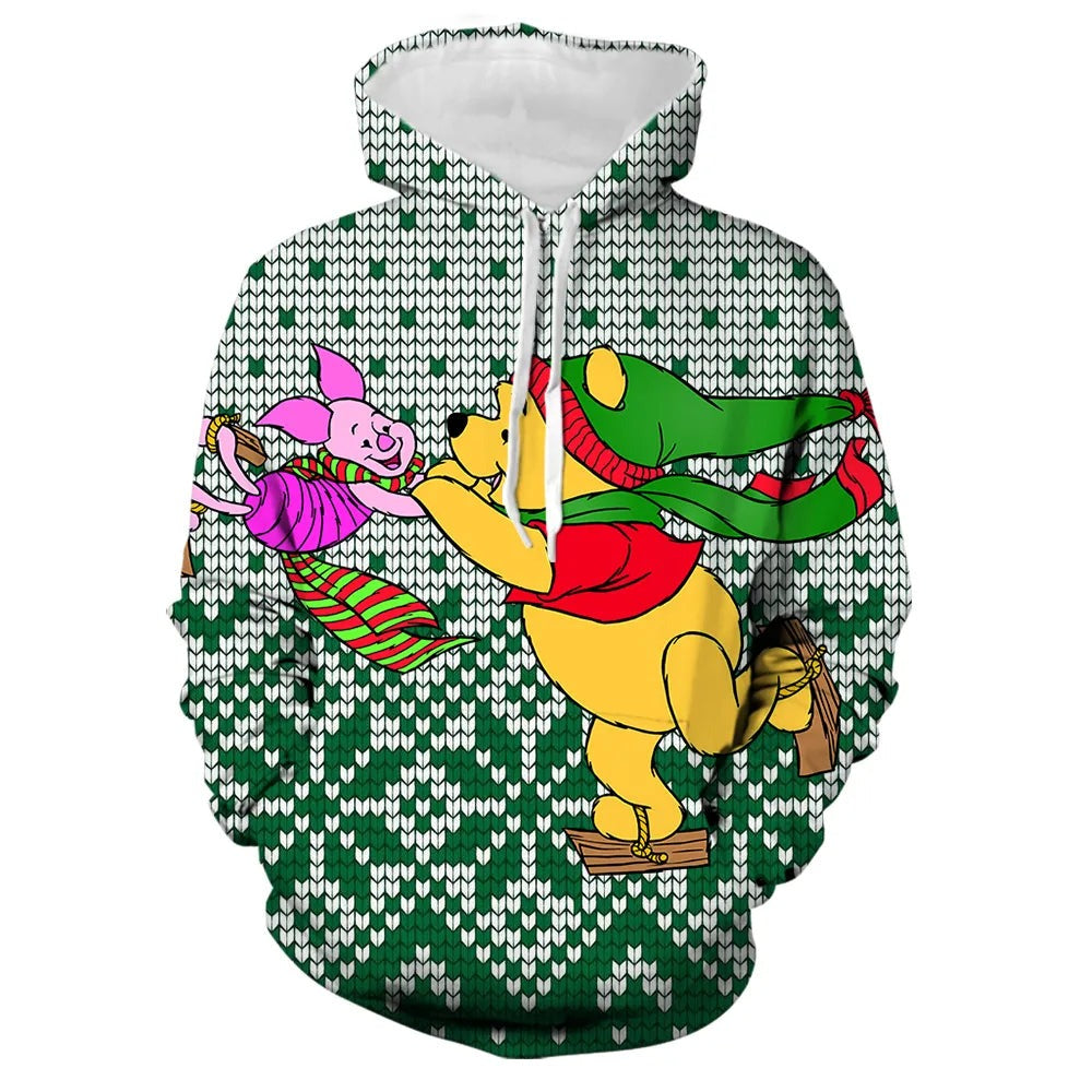 Winnie Cartoon Printed Christmas Hoodies Style 3