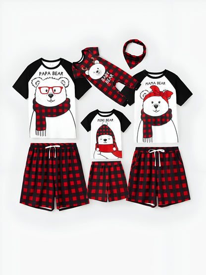 Xmas Bear Raglan Family Matching Short Set Baby 3M