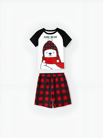 Xmas Bear Raglan Family Matching Short Set Womens