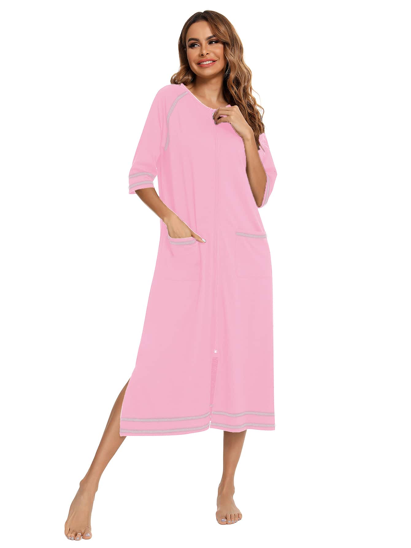 Zip Up Dress Coat Sleepwear