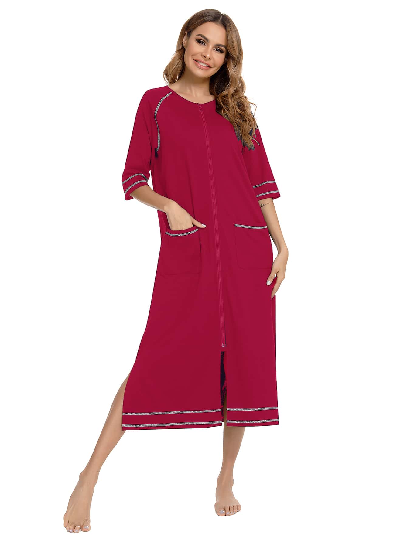 Zip Up Dress Coat Sleepwear