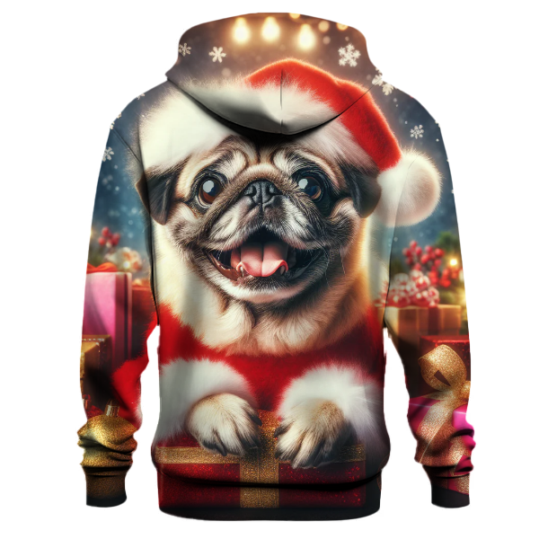 Holiday Pug Dressed As Santa Hoodie Lightweight Hoodies