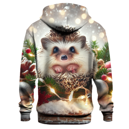 Cute Hedgehog with Christmas Lights Hoodie