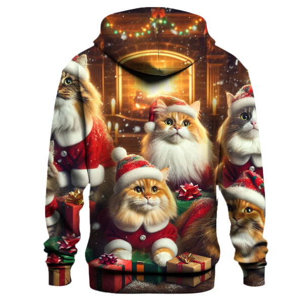 Joyful Santa Cats with Presents Hoodie