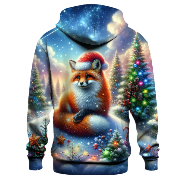 Cute Christmas Fox in Santa Hat Hoodie