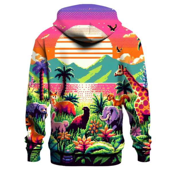 Pixelated Jungle Adventure Hoodie Hoodies Fashion