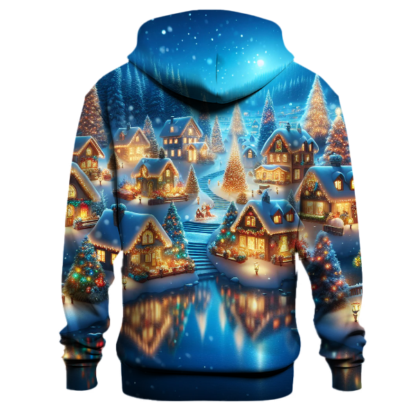 Snowy Night with Christmas Village Hoodie