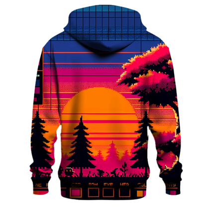 Pixelated Sunset Adventure Hoodie Pullover Hoodies