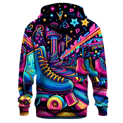 Neon Roller Rink Vibes Hoodie Embroidered Hoodies