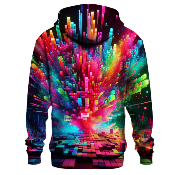 Digital Pixel Explosion Hoodie Hoodies Fashion