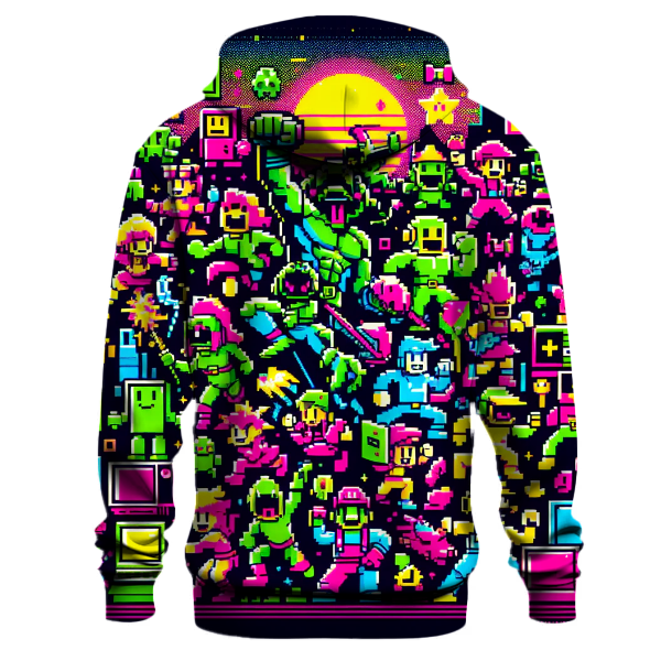 Pixelated Game Characters Hoodie Custom Hoodies