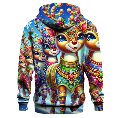 Whimsical Holiday Reindeer Parade Hoodie