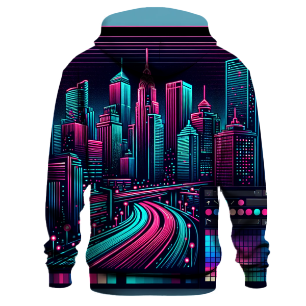 Retro Neon Nightscape Hoodie