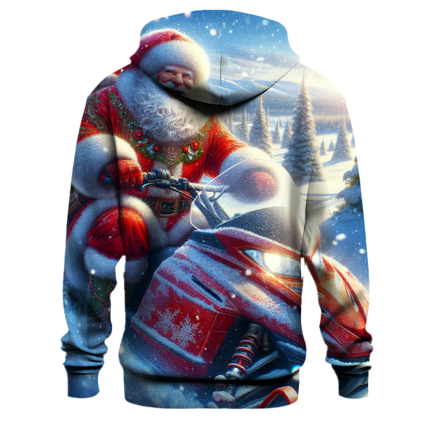 Retro Santa and Snowmobile Adventure Hoodie