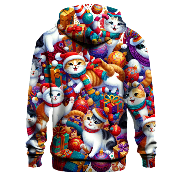 Whimsical Whiskers Christmas Cats Hoodie