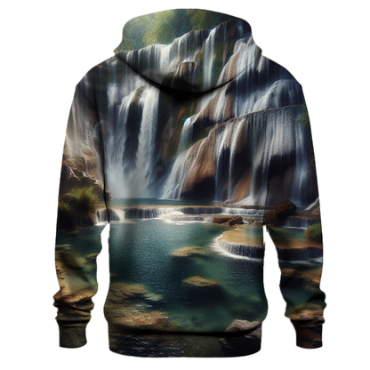 Majestic Waterfall Tranquility Hoodie Lightweight Hoodies