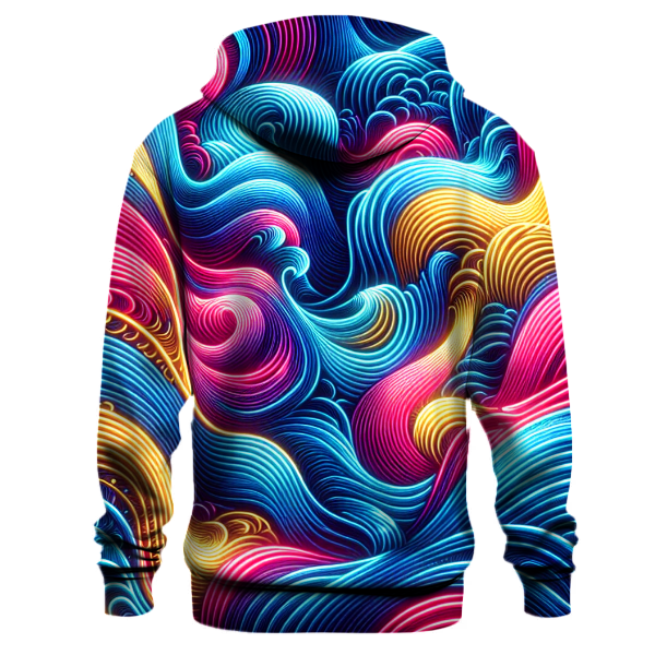 Vibrant Neon Waves Hoodie Hoodies Fashion